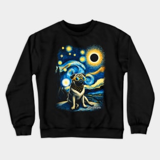 Pug Eclipse Prowess: Stylish Tee Featuring Charming Pug Pals Crewneck Sweatshirt